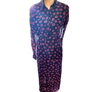 Melloday Women's Dark Teal  Pink Green Floral Dress Size Large